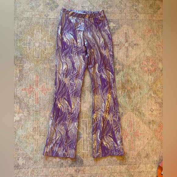 cool is a construct Pants - Cool Is a Construct Violet Aurora Pants Purple and Silver Swirl